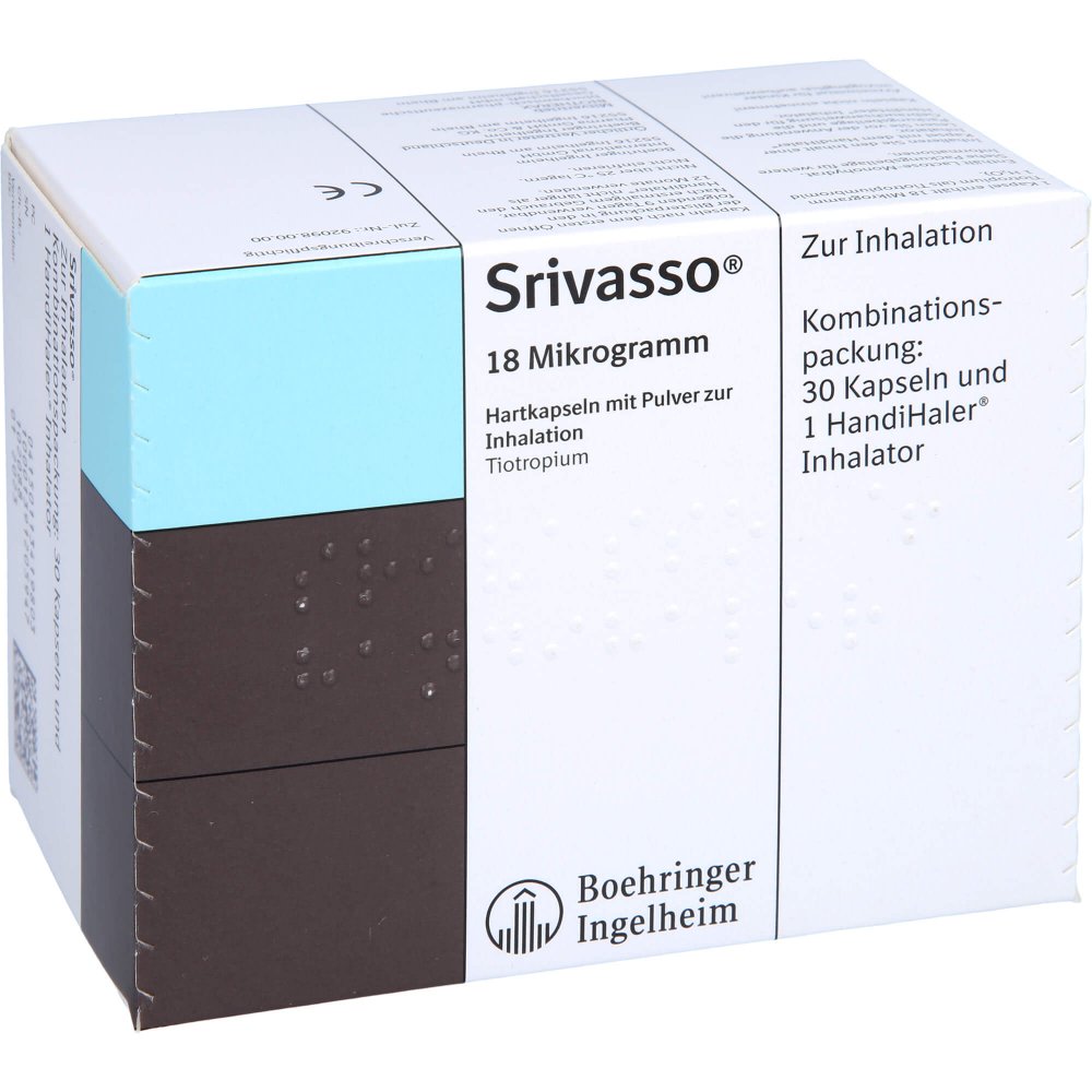 Das Produktfoto zeigt Srivasso 18 Μg Kapseln M.Inhalat.Pulver+Handihaler (30 stk) PZN 11341980