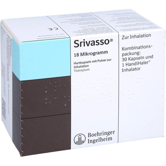 Das Produktfoto zeigt Srivasso 18 Μg Kapseln M.Inhalat.Pulver+Handihaler (30 stk) PZN 11341980