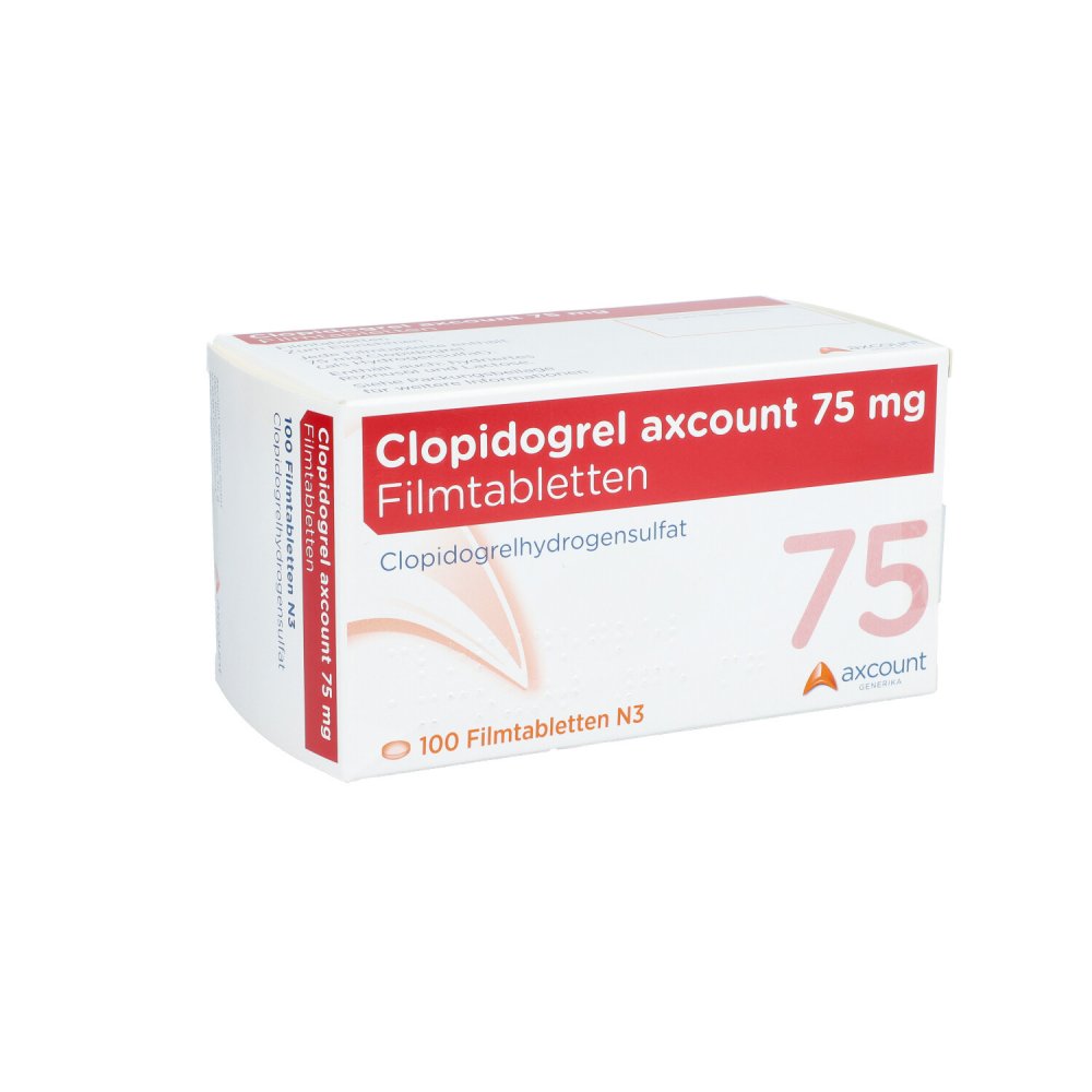 Das Produktfoto zeigt Clopidogrel Axcount 75 Mg Filmtabletten (100 stk) PZN 11343890