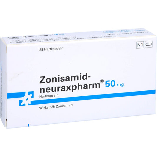 Das Produktfoto zeigt Zonisamid-Neuraxpharm 50 Mg Hartkapseln (28 stk) PZN 11351205