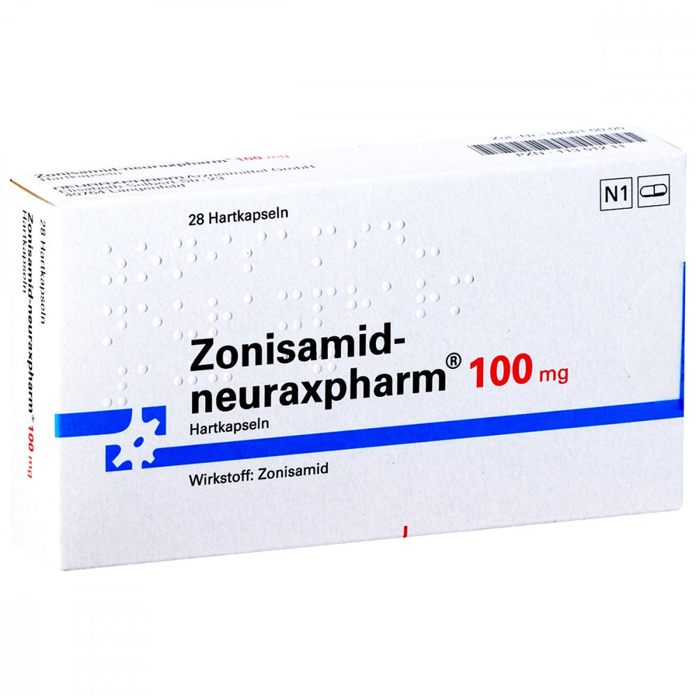 Das Produktfoto zeigt Zonisamid-Neuraxpharm 100 Mg Hartkapseln (28 stk) PZN 11351211
