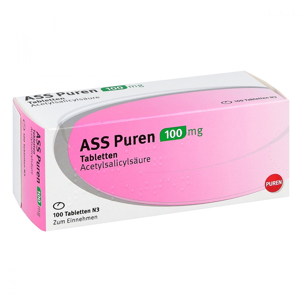 Das Produktfoto zeigt Ass Puren 100 Mg Tabletten (100 stk) PZN 11353428