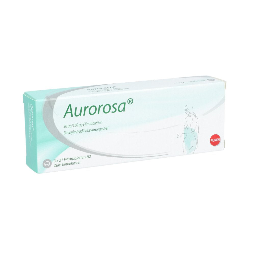 Das Produktfoto zeigt Aurorosa 30 Μg/150 Μg Filmtabletten (3X21 stk) PZN 11354356