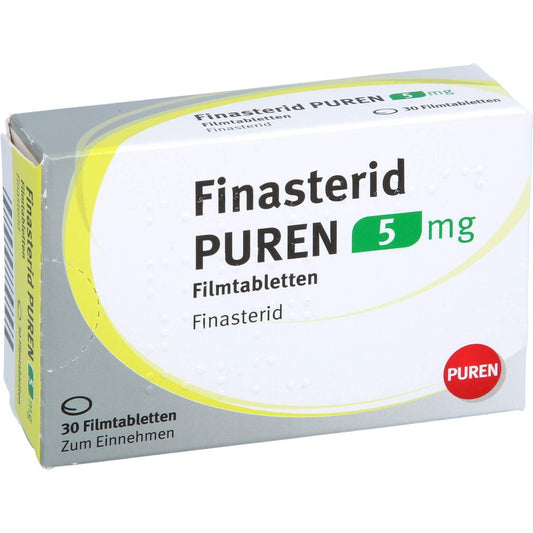 Das Produktfoto zeigt Finasterid Puren 5 Mg Filmtabletten (30 stk) PZN 11354563