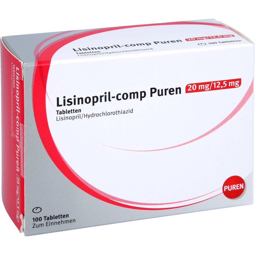 Das Produktfoto zeigt Lisinopril-Comp Puren 20 Mg/12,5 Mg Tabletten (100 stk) PZN 11356102