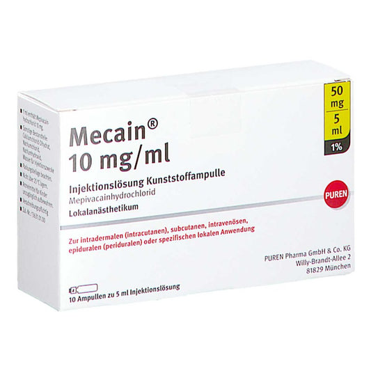 Mecain 1% 10 Mg/Ml Inj.L.50mg/5ml Luer-Lock Amp. (10X5 ml)