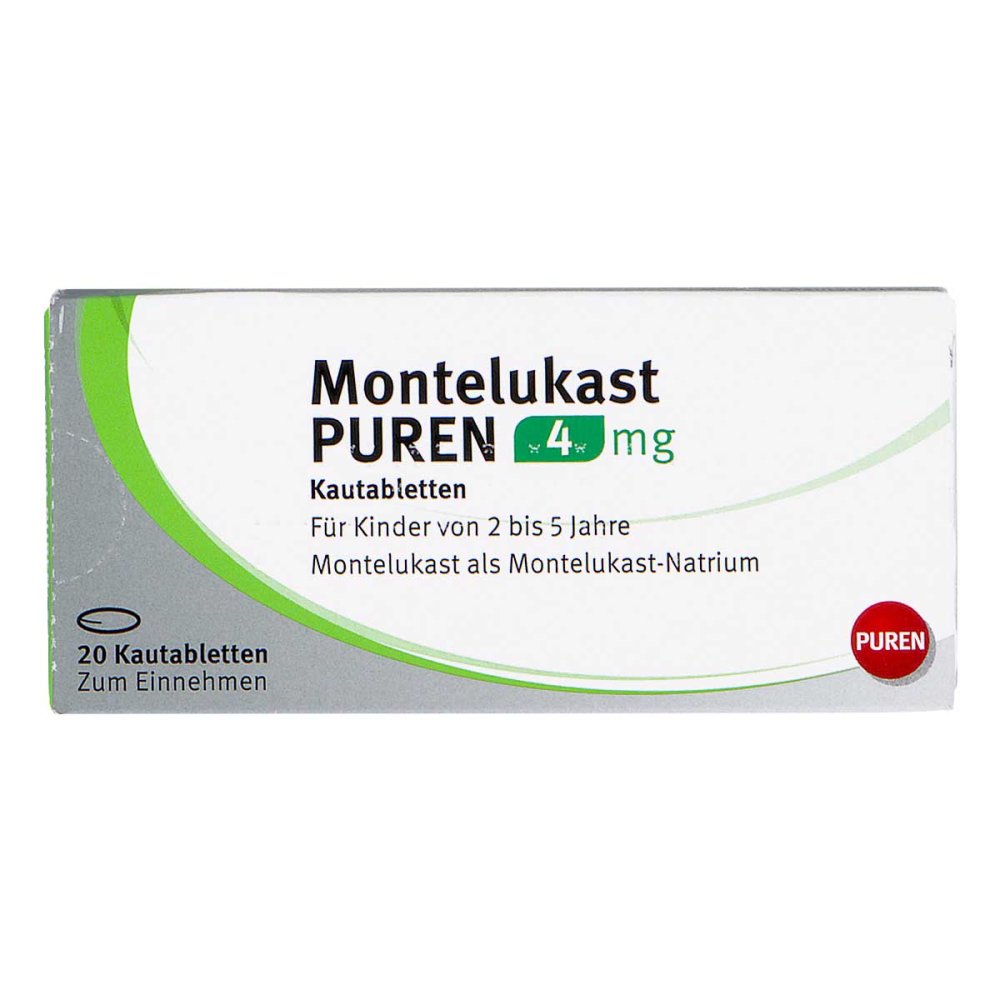 Das Produktfoto zeigt Montelukast Puren 4 Mg Kautabletten (20 stk) PZN 11356467