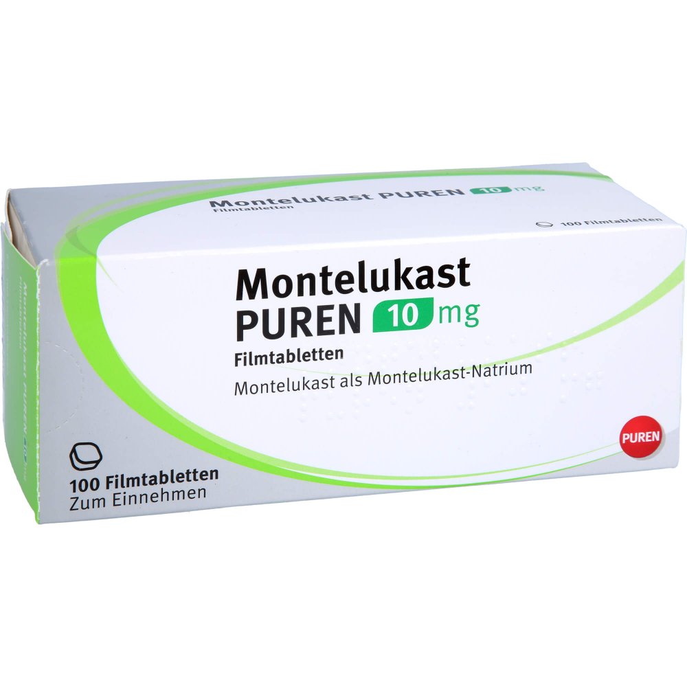 Das Produktfoto zeigt Montelukast Puren 10 Mg Filmtabletten (100 stk) PZN 11356562