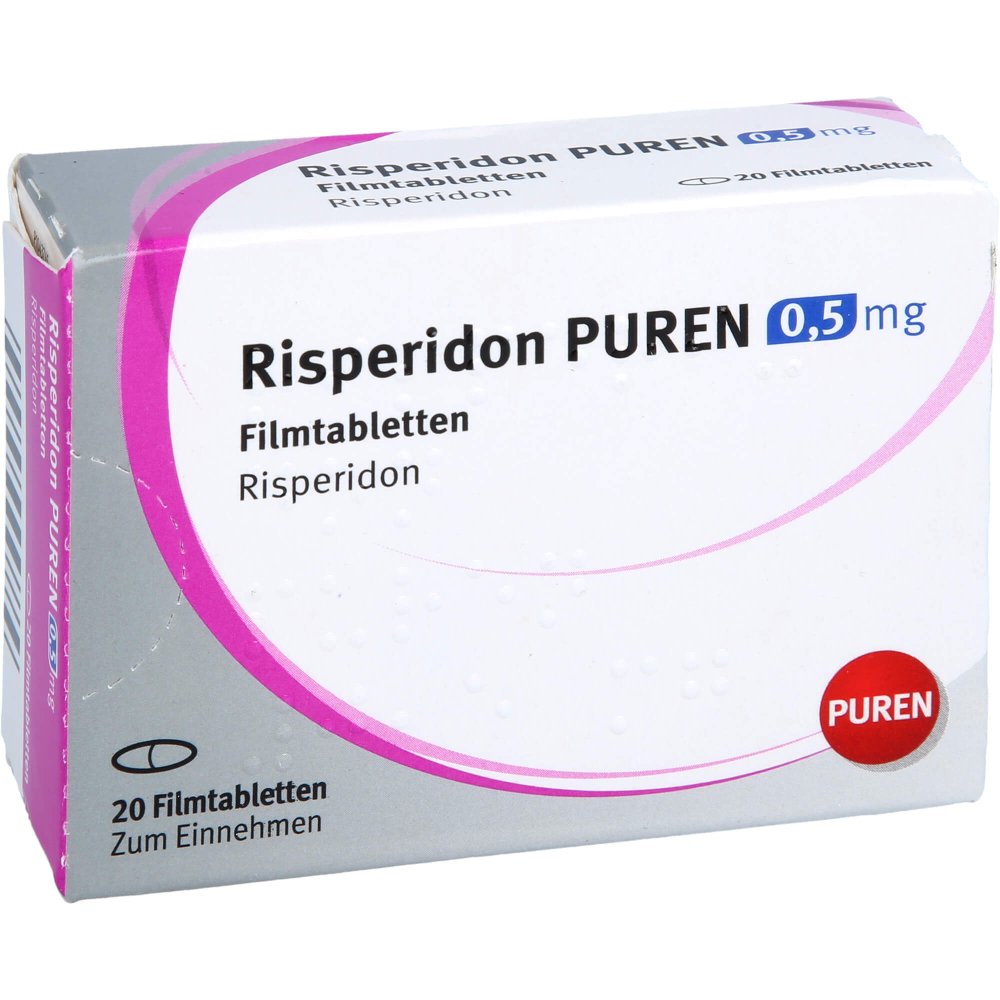 Das Produktfoto zeigt Risperidon Puren 0,5 Mg Filmtabletten (20 stk) PZN 11358029
