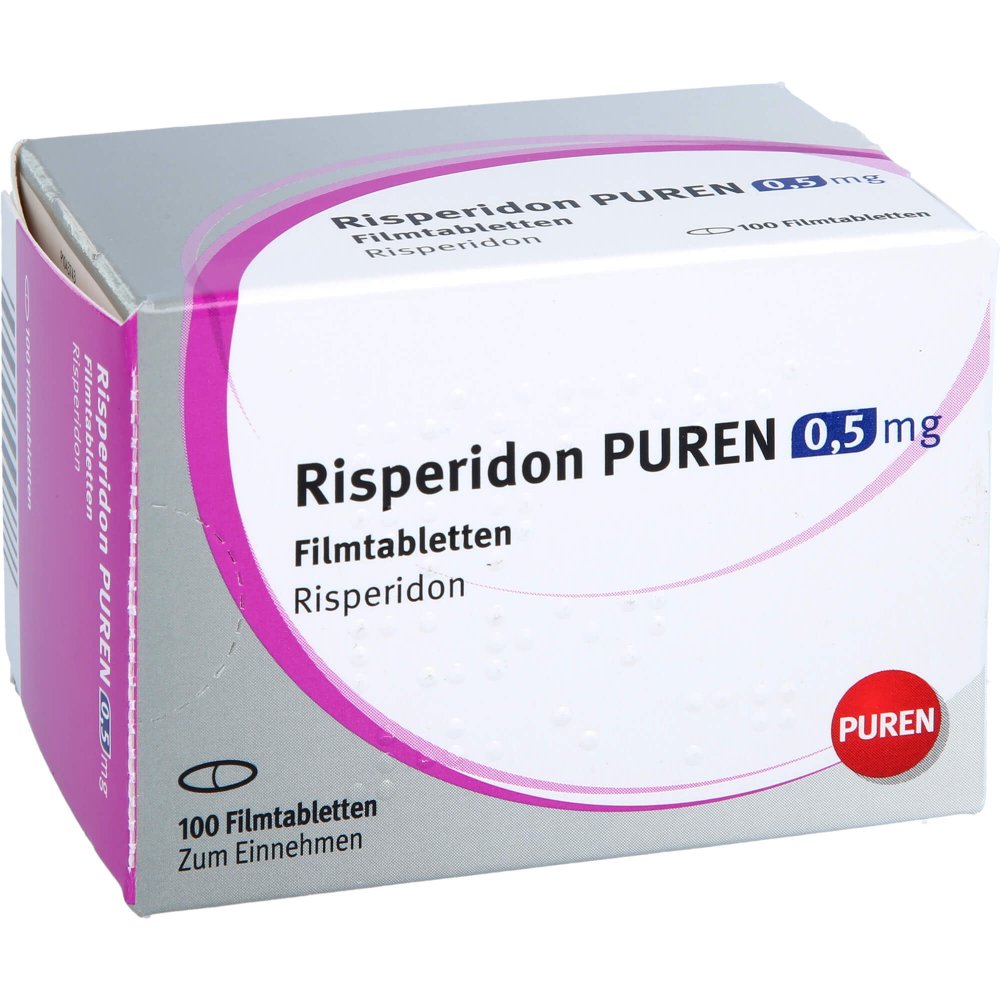 Das Produktfoto zeigt Risperidon Puren 0,5 Mg Filmtabletten (100 stk) PZN 11358041