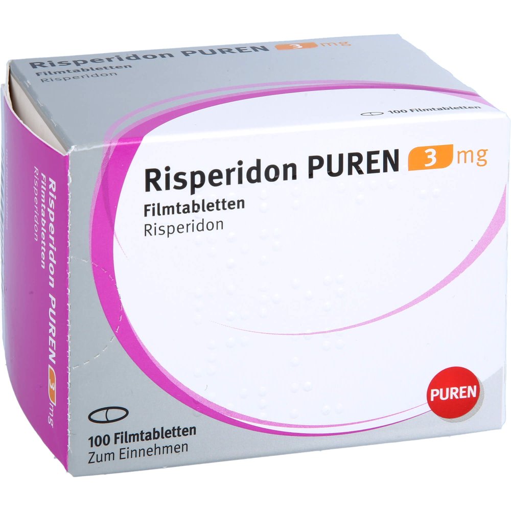 Das Produktfoto zeigt Risperidon Puren 3 Mg Filmtabletten (100 stk) PZN 11358182