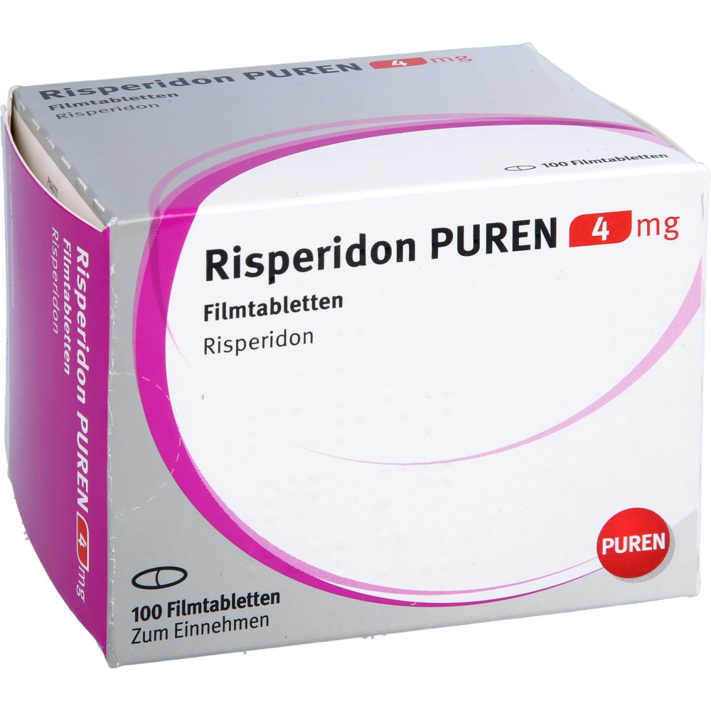 Das Produktfoto zeigt Risperidon Puren 4 Mg Filmtabletten (100 stk) PZN 11358199