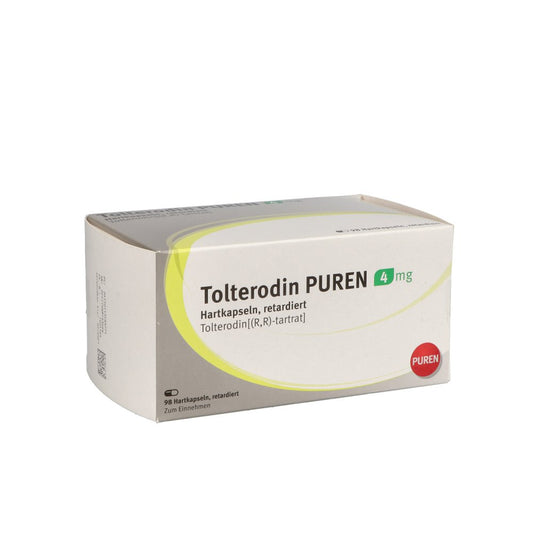 Das Produktfoto zeigt Tolterodin Puren 4 Mg Hartkapseln Retardiert (98 stk) PZN 11358377