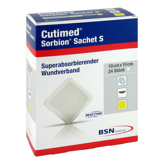 Das Produktfoto zeigt Cutimed Sorbion Sachet S Wundauflage 10x10 Cm (24 stk) PZN 11361379