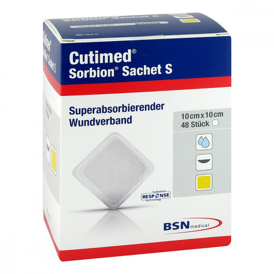 Das Produktfoto zeigt Cutimed Sorbion Sachet S Wundauflage 10x10 Cm (48 stk) PZN 11361385