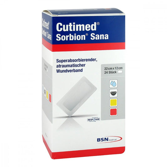 Das Produktfoto zeigt Cutimed Sorbion Sana Wundauflage 12x22 Cm (24 stk) PZN 11361623