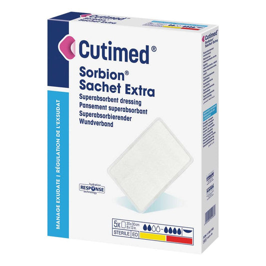 Das Produktfoto zeigt Cutimed Sorbion Sachet Extra Wundaufl.20x30 Cm (5 stk) PZN 11361758