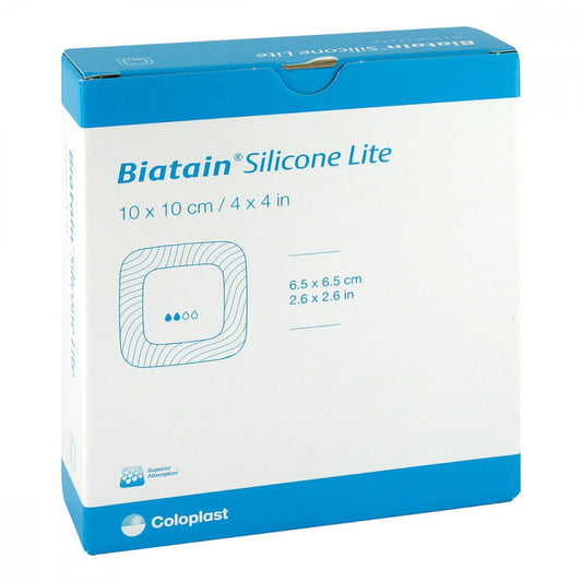 Das Produktfoto zeigt Biatain Silicone Lite Schaumverband 10x10 Cm (10 stk) PZN 11367175
