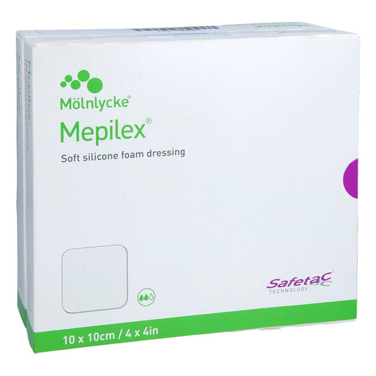 Das Produktfoto zeigt Mepilex 10x10 Cm Schaumverband (10 stk) PZN 11368111