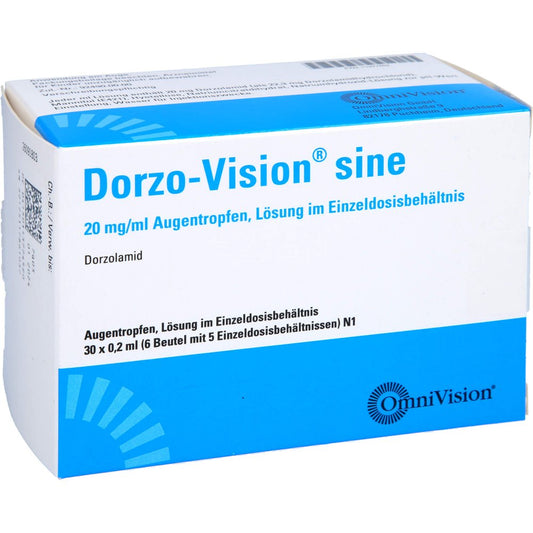 Das Produktfoto zeigt Dorzo-Vision Sine 20 Mg/Ml Atr Lsg.I.Einzeldosisb. (30X0.2 ml) PZN 11377452