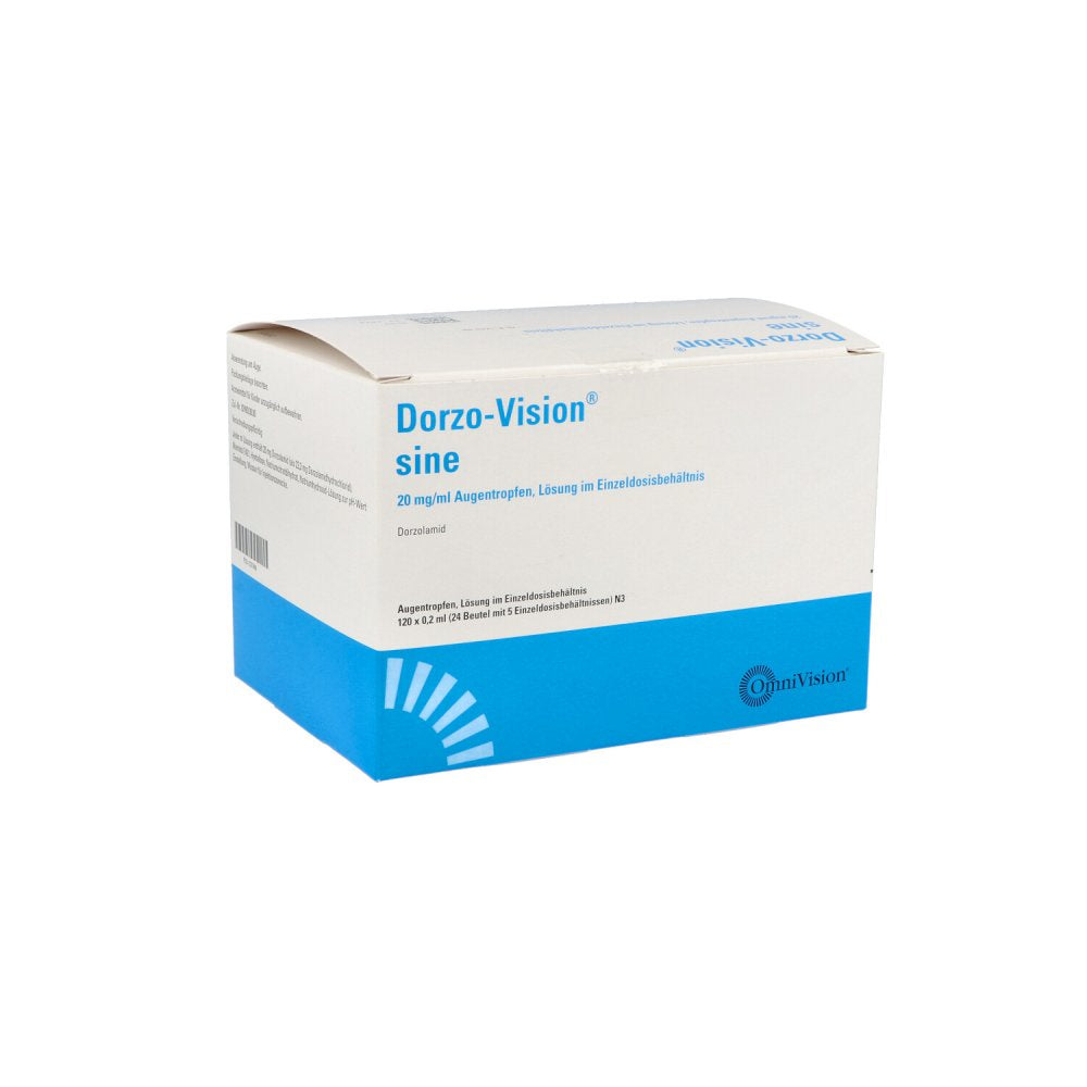 Das Produktfoto zeigt Dorzo-Vision Sine 20 Mg/Ml Atr Lsg.I.Einzeldosisb. (120X0.2 ml) PZN 11377469