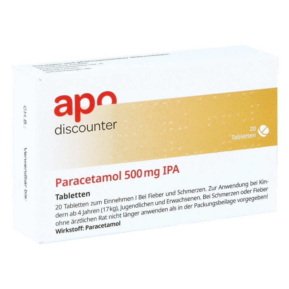 Das Produktfoto zeigt Paracetamol 500 Mg Ipa Tabletten (20 stk) PZN 11380106