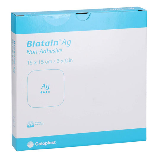 Das Produktfoto zeigt Biatain Ag Schaumverband 15x15 Cm Nicht Haftend (5 stk) PZN 11381376