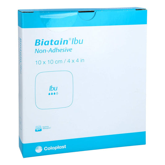 Das Produktfoto zeigt Biatain Ibu Schaumverband 10x10 Cm Nicht Haftend (5 stk) PZN 11381459