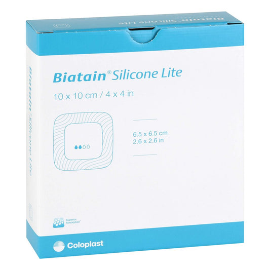 Das Produktfoto zeigt Biatain Silicone Lite Schaumverband 10x10 Cm (10 stk) PZN 11381519