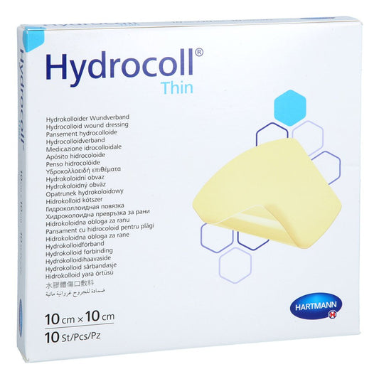 Das Produktfoto zeigt Hydrocoll Thin Wundverband 10x10 Cm (10 stk) PZN 11382588