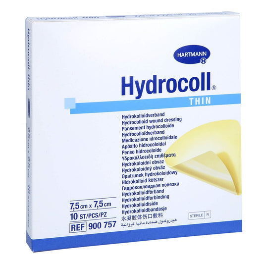Das Produktfoto zeigt Hydrocoll Thin Wundverband 7,5x7,5 Cm (10 stk) PZN 11382602