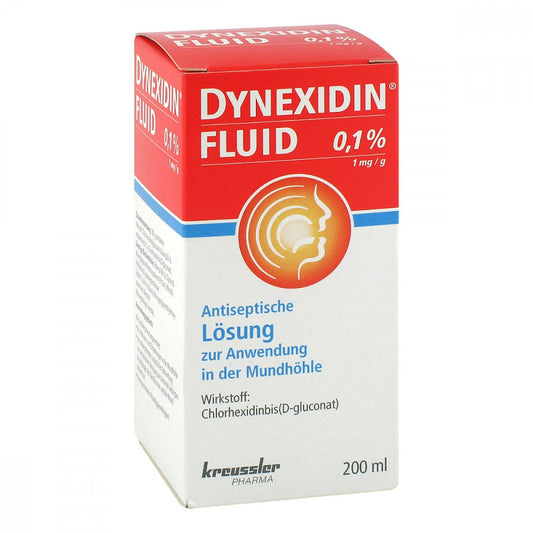Das Produktfoto zeigt Dynexidin Fluid 0,1% Lösung (200 ml) PZN 11479187
