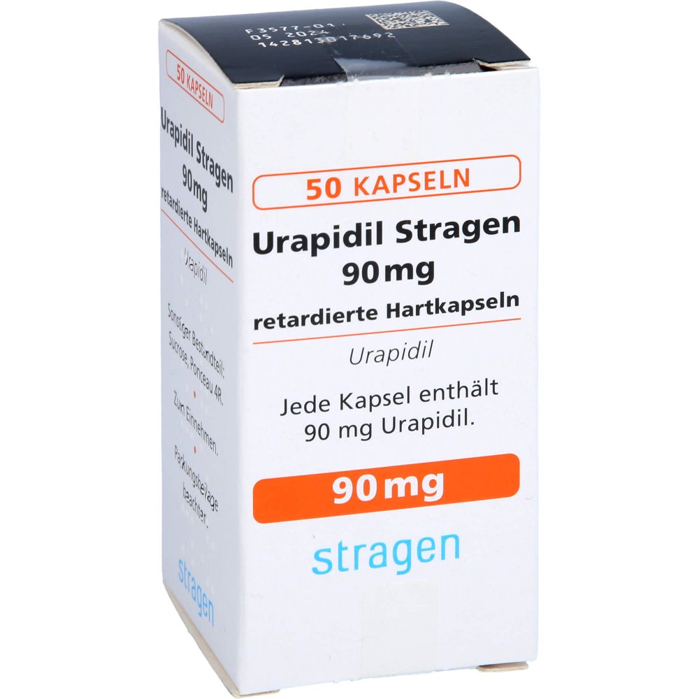 Das Produktfoto zeigt Urapidil Stragen 90 Mg Retardierte Hartkapseln (50 stk) PZN 11511040