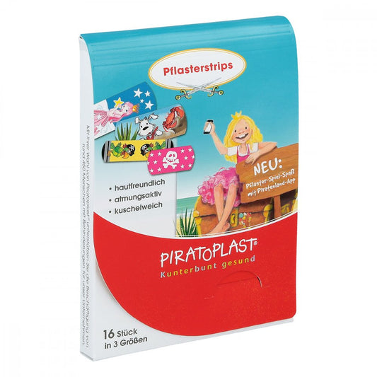 Das Produktfoto zeigt Piratoplast Mädchen Pflasterstrips 3 Größen (16 stk) PZN 11519455