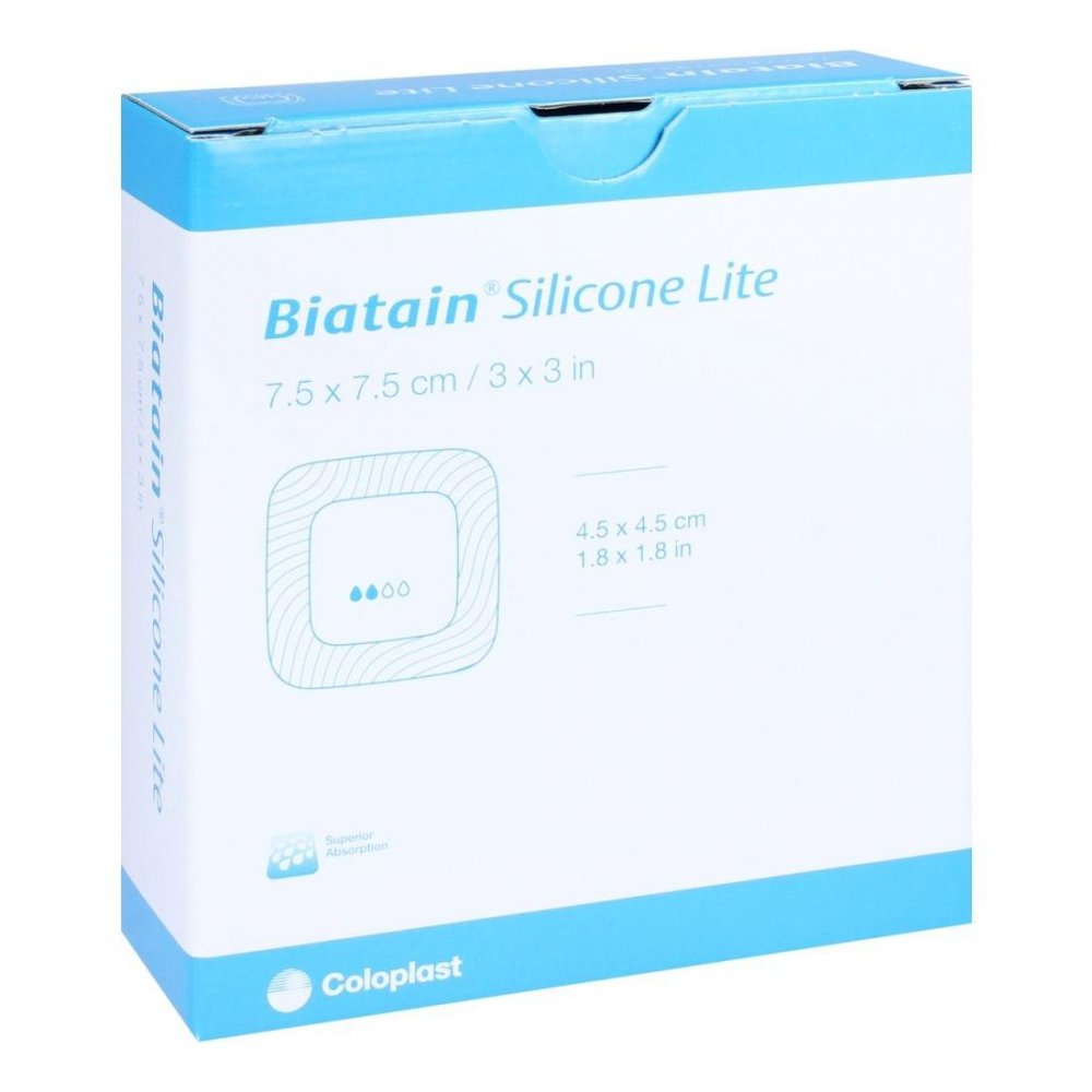 Biatain Silicone Lite Schaumverband 7,5x7,5 Cm (10 stk)