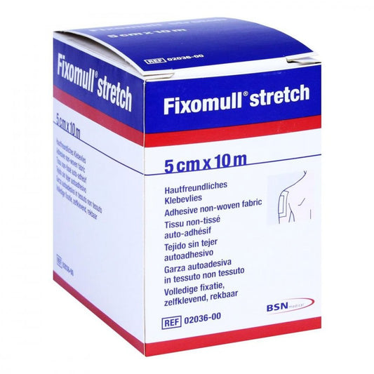Das Produktfoto zeigt Fixomull Stretch 5 Cmx10 M (1 stk) PZN 11522032