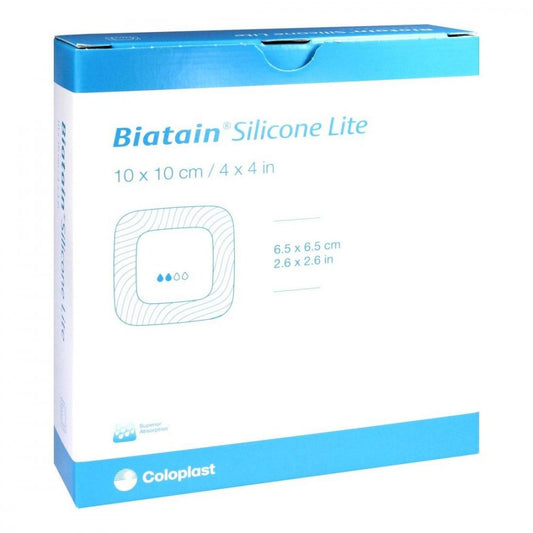 Das Produktfoto zeigt Biatain Silicone Lite Schaumverband 10x10 Cm (10 stk) PZN 11530617