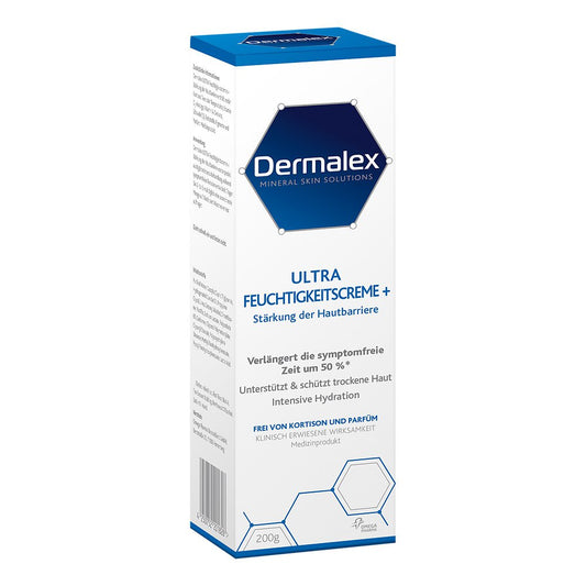 Das Produktfoto zeigt Dermalex Ultra Feuchtigkeitscreme+ (200 g) PZN 11530942