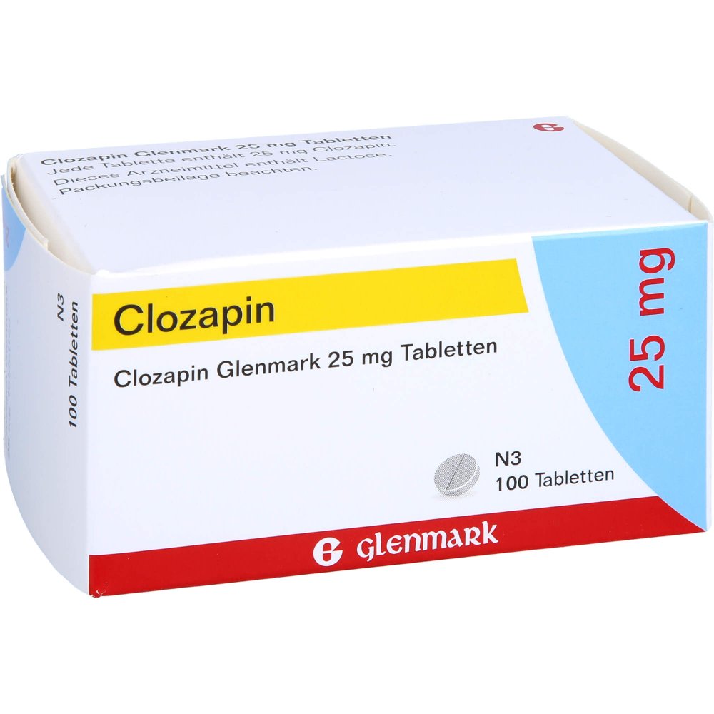 Das Produktfoto zeigt Clozapin Glenmark 25 Mg Tabletten (100 stk) PZN 11532421