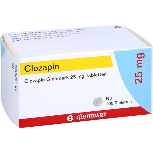 Das Produktfoto zeigt Clozapin Glenmark 25 Mg Tabletten (100 stk) PZN 11532421