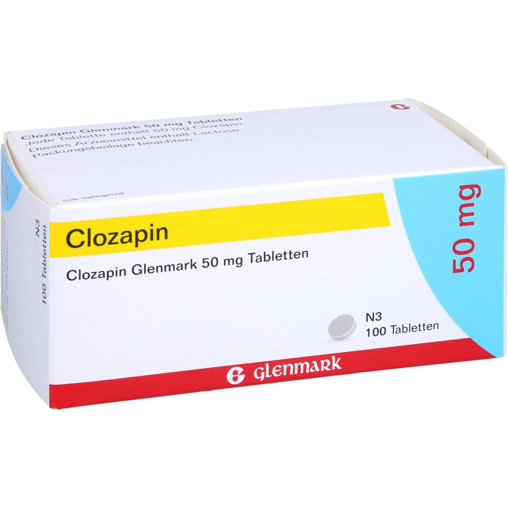 Das Produktfoto zeigt Clozapin Glenmark 50 Mg Tabletten (100 stk) PZN 11532450