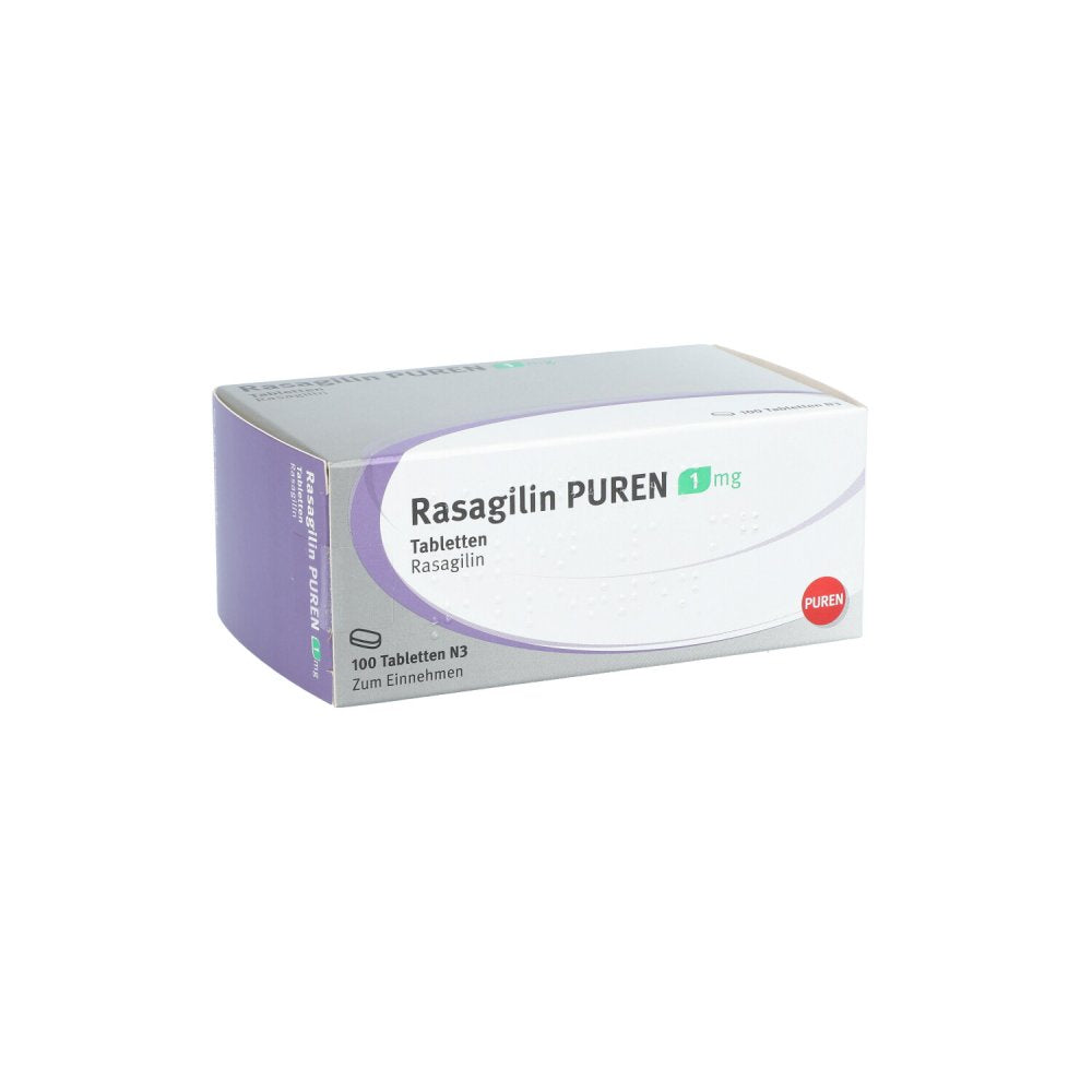 Das Produktfoto zeigt Rasagilin Puren 1 Mg Tabletten (100 stk) PZN 11537720
