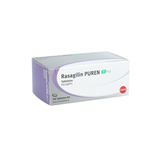 Das Produktfoto zeigt Rasagilin Puren 1 Mg Tabletten (100 stk) PZN 11537720