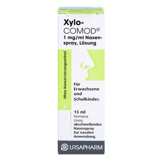 Das Produktfoto zeigt Xylo-Comod 1 Mg/Ml Nasenspray (15 ml) PZN 11538470