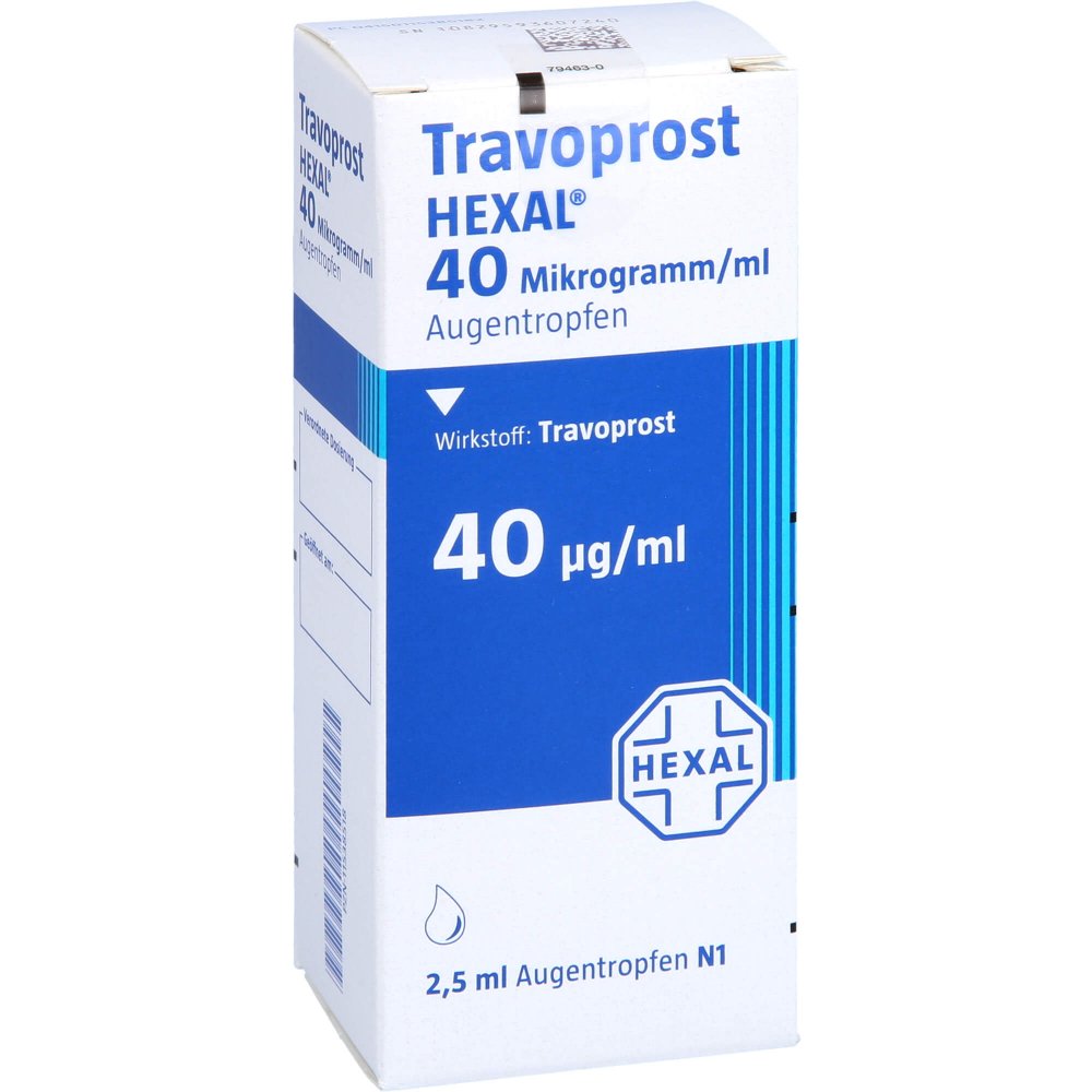 Das Produktfoto zeigt Travoprost Hexal 40 Mikrogramm/Ml Augentropfen (1X2.5 ml) PZN 11538518