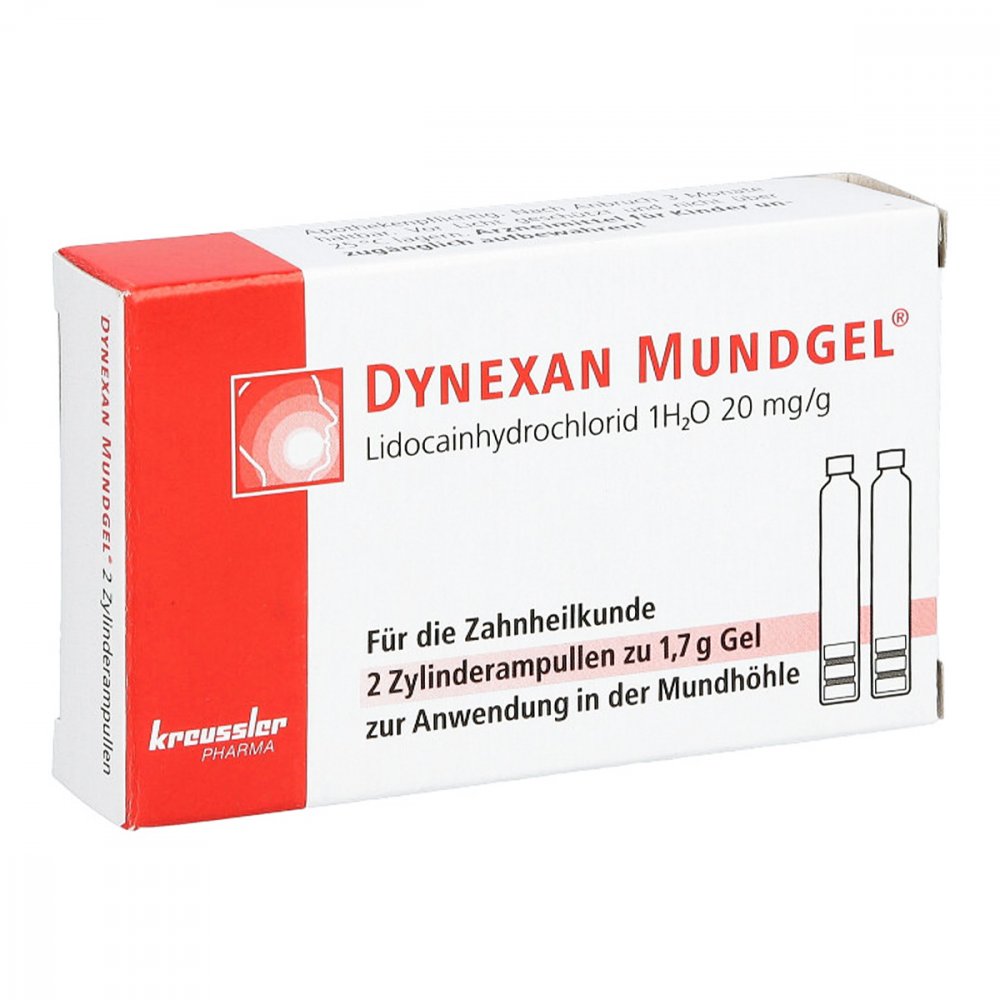 Das Produktfoto zeigt Dynexan Mundgel Zylinderampullen (2X1.7 g) PZN 11559816