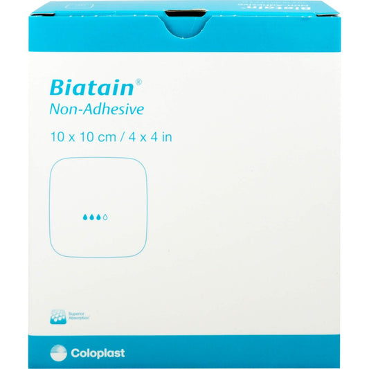Das Produktfoto zeigt Biatain Schaumverband 10x10 Cm Nicht Haftend (10 stk) PZN 11560400
