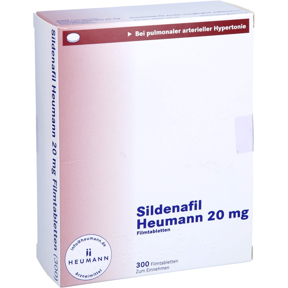 Das Produktfoto zeigt Sildenafil Heumann 20 Mg Filmtabletten (300 stk) PZN 11566414