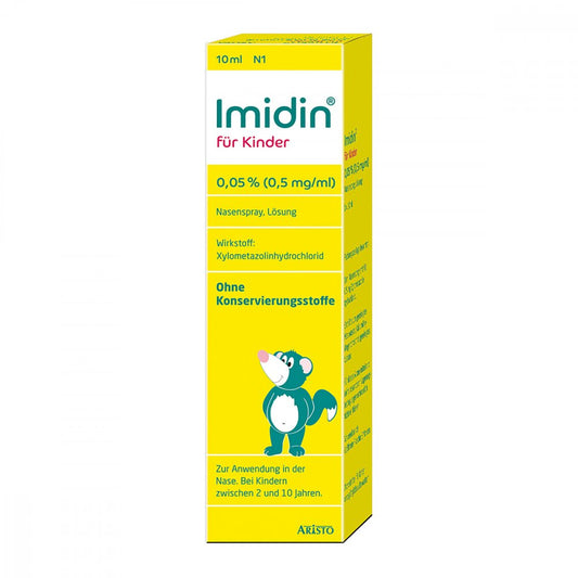 Das Produktfoto zeigt Imidin Für Kinder 0,05% 0,5 Mg/Ml Nasenspray (10 ml) PZN 11587451
