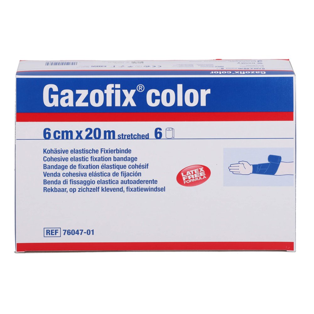 Gazofix Color Fixierbinde Kohäsiv 6 Cmx20 M Blau (6 stk)